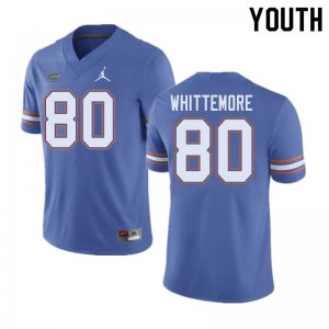 Youth Florida Gators #80 Trent Whittemore NCAA Jordan Brand Blue Authentic Stitched College Football Jersey GZJ8562ST